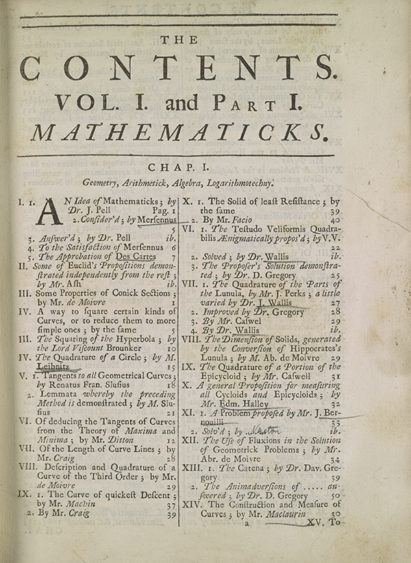 Page 23 from 1705 collection of mathematical papers from Philsophical Transactions.