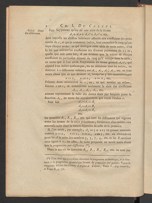 Page 2 of Traité des Différences et des Séries by Sylvestre Lacroix, 1800
