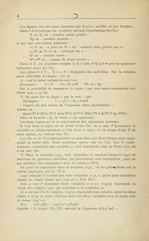 Page 4 of Formulaire de Mathématiques by Giuseppe Peano, 1901